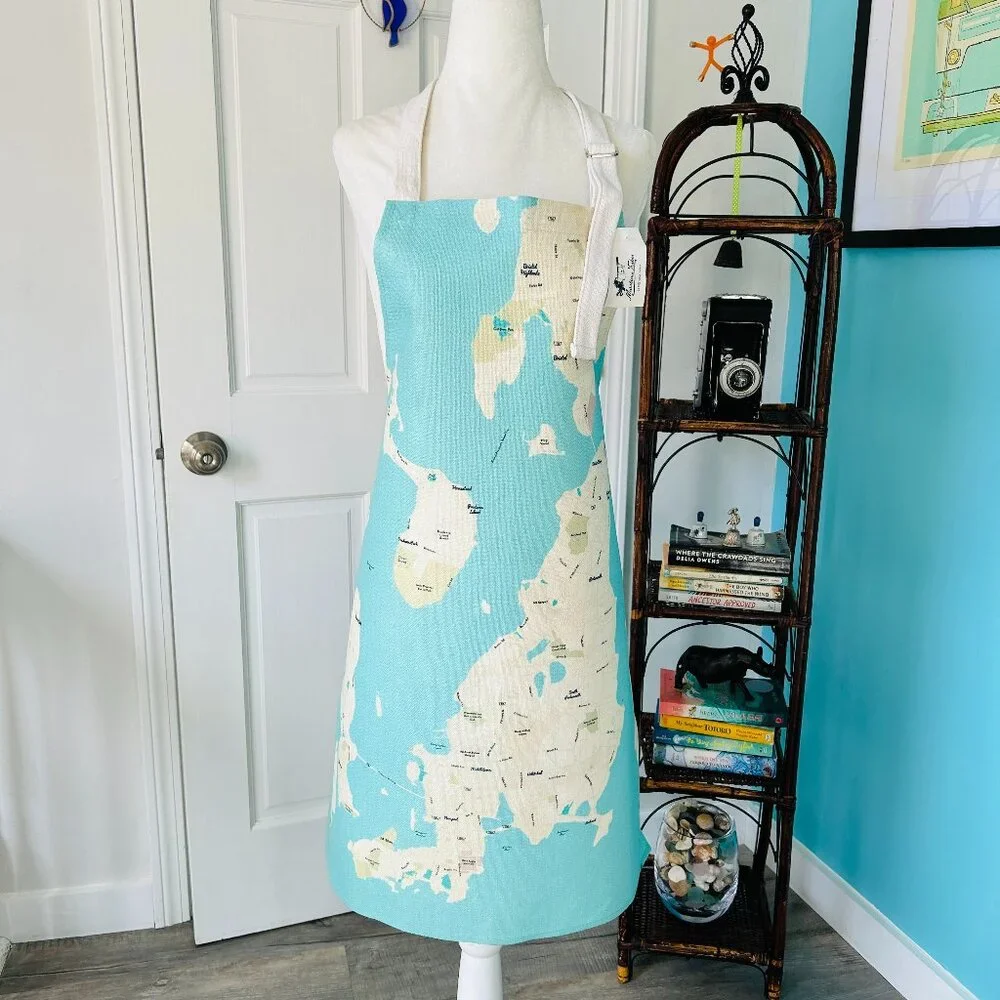 NEW with TAGS Canvas Apron featuring Sea Glass Map of Newport, RI (County)